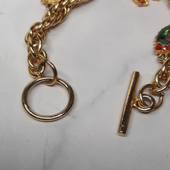 Gold Tone Christmas Holiday Charm Bracelet - Picture 4 of 6